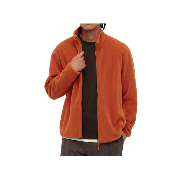 Uniqlo Unisex Fleece Full Zip Jacket (28Dark Orange- Small) 