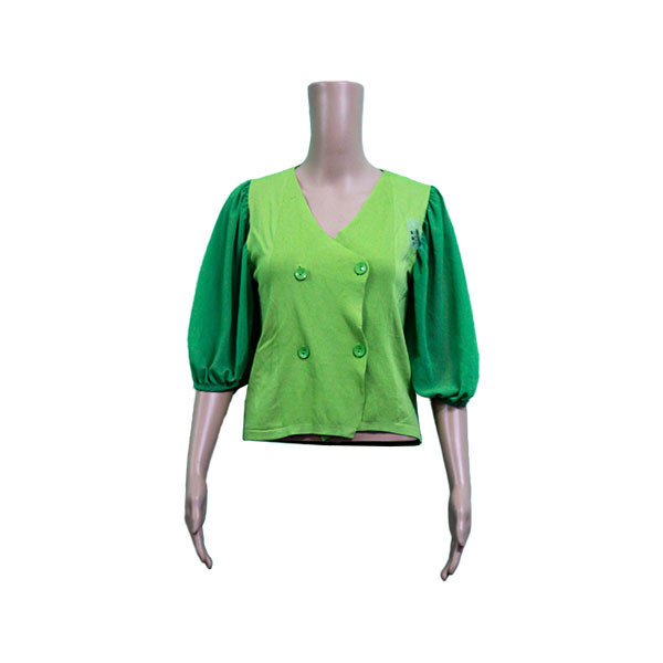 green button sweater