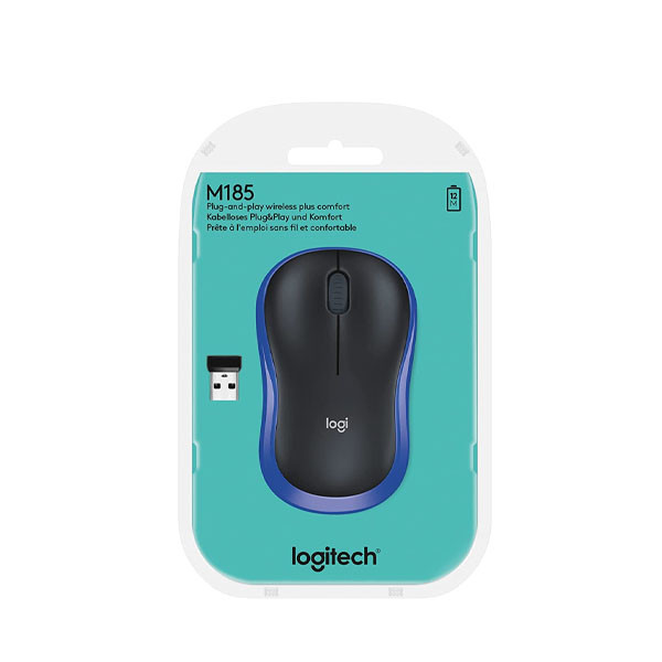 Logitech Plug & Play Wireless Mouse- M185 Black & Blue