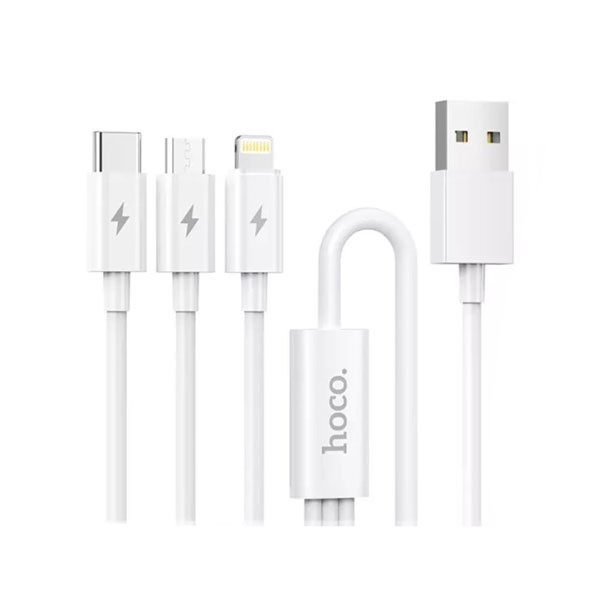 Hoco 3 in 1 Cable (Lightning, Micro-USB & Type-C)- HK20 Plus